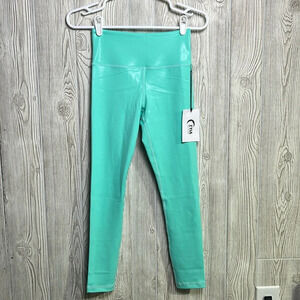 Zyia Active Turquoise Metallics Plus Light n Tight Hi-Rise Legging Size 2